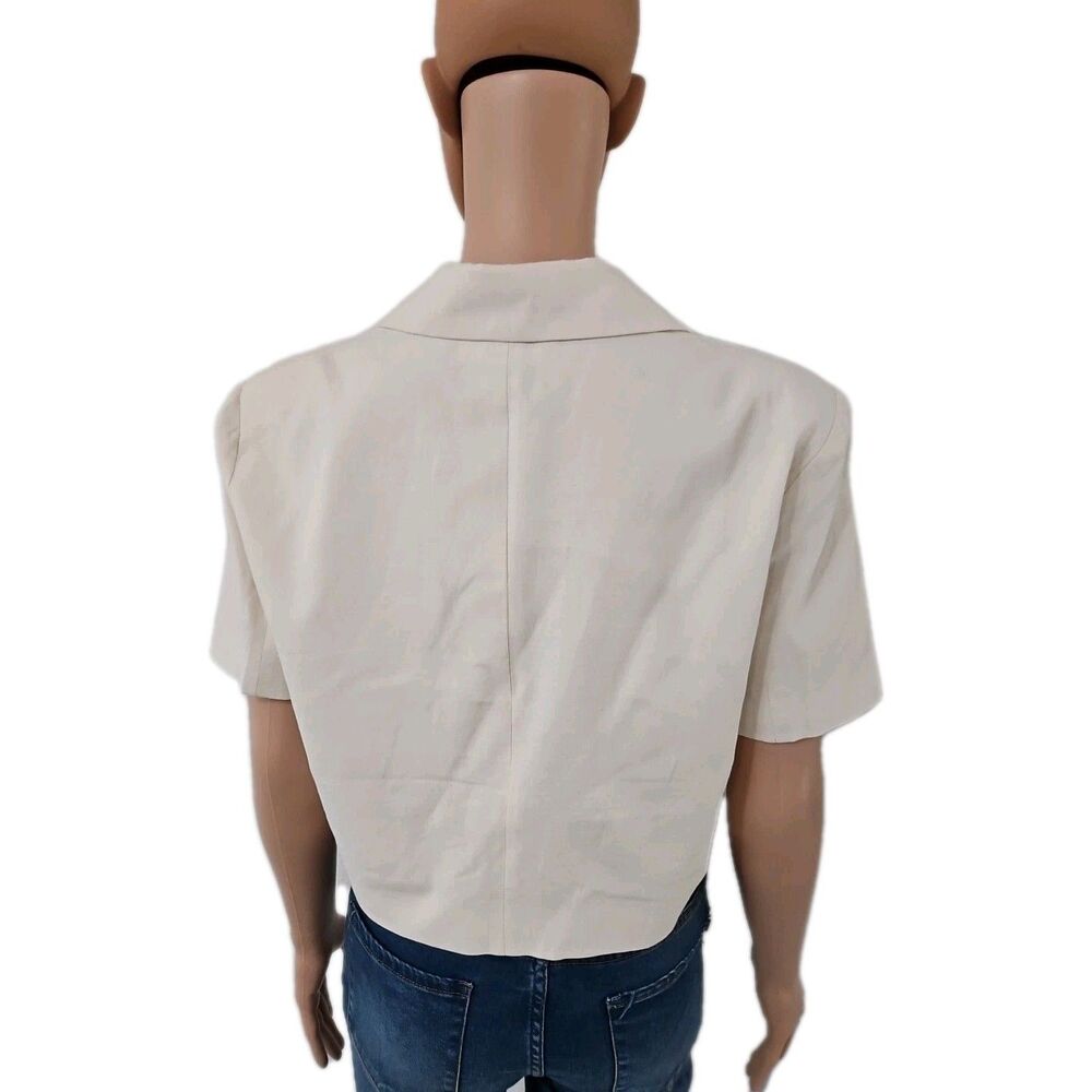 Sophie Rue Cream Short Sleeve Blazer Style Top Size M - Picture 4 of 7